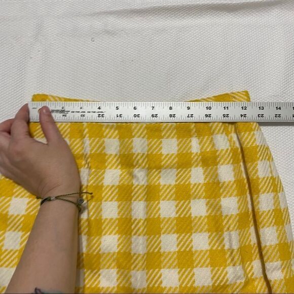 Vtg Ann Taylor Yellow & White Houndstooth Skirt - Picture 2 of 7